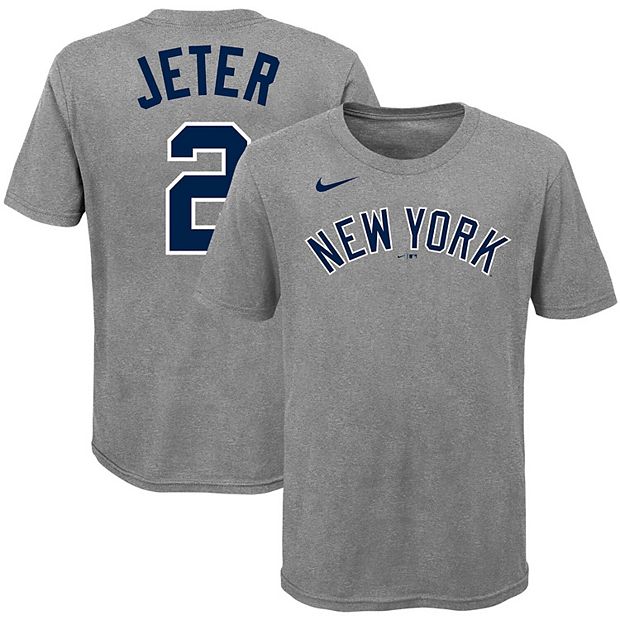 Youth Nike Derek Jeter Heathered Gray New York Yankees Player Name & Number  T-Shirt