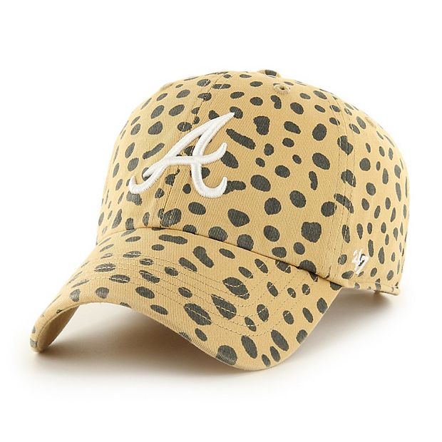 Women's '47 Tan Atlanta Braves Cheetah Clean Up Adjustable Hat