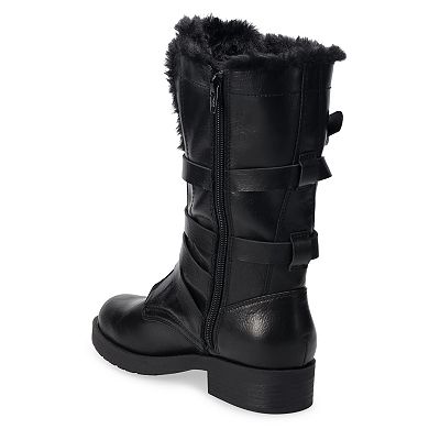 SO® Grass Women's Faux-Fur Strappy Boots