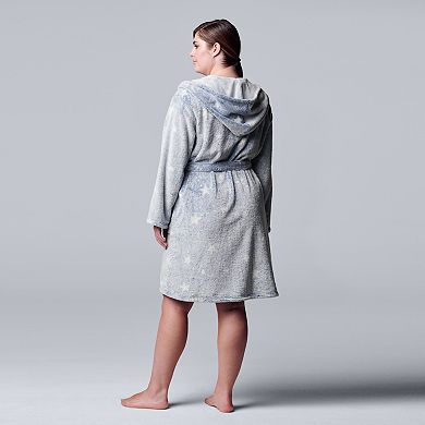 Plus Size Simply Vera Vera Wang Chenille Hooded Wrap Robe