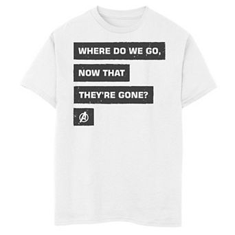 Boys 8-20 Marvel Avengers Endgame Where Do We Go Quote Graphic Tee