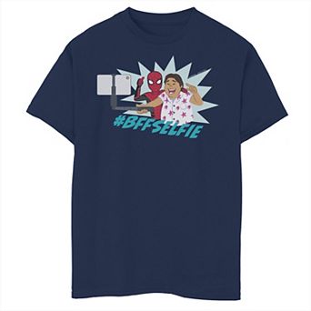 Boys 8-20 Marvel Spider-Man Far From Home #BFFSelfie Portrait Graphic Tee