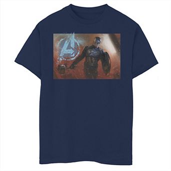 Boys 8-20 Marvel Avengers Endgame Captain America Mjolnir Shield Portrait Graphic Tee