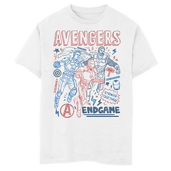 Boys 8-20 Marvel Avengers Endgame Doodle Collage Logo Graphic Tee