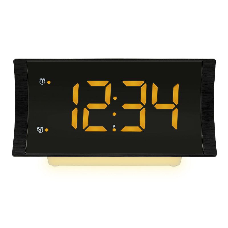 La Crosse Technology 617-89577-INT Curved LED Alarm Clock with Radio and Fa