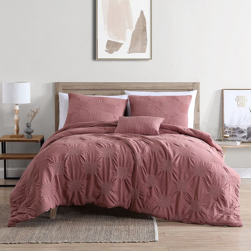 Modern Threads 4-Piece Lorenzo Comforter Set with Shams, Pink, King