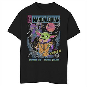 Boys 8-20 Star Wars The Mandalorian Comic Book Cover Graphic Tee