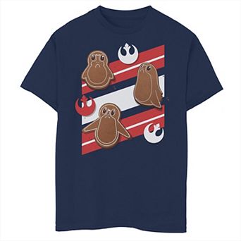 Boys 6-20 Star Wars Porg Gingerbread Cookies Christmas Stripes Graphic Tee