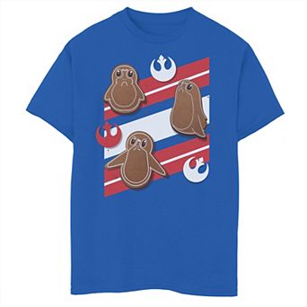 Boys 6-20 Star Wars Porg Gingerbread Cookies Christmas Stripes Graphic Tee