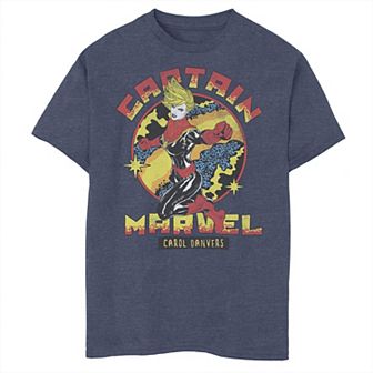 Boys 8-20 Marvel Captain Marvel Vintage Ornate Space Logo Portrait Graphic Tee
