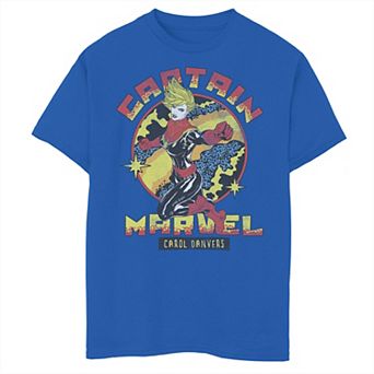 Boys 8-20 Marvel Captain Marvel Vintage Ornate Space Logo Portrait Graphic Tee