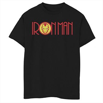 Boys 8-20 Marvel Iron Man Long Font Mask Logo Graphic Tee