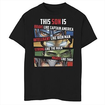 Boys 8-20 Marvel Avengers This Son Is Group Eyes Panels Graphic Tee