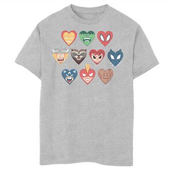 Boys 8-20 Marvel Group Shot Heart Shaped Characters Graphic Tee