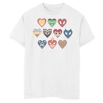 Boys 8-20 Marvel Group Shot Heart Shaped Characters Graphic Tee