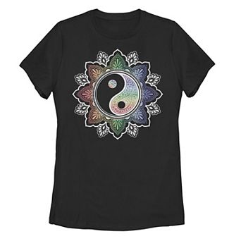 Juniors' Henna Yin Yang Chakra Geometric Tee