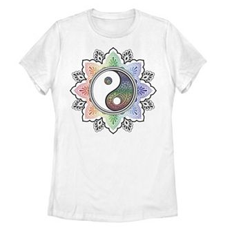 Juniors' Henna Yin Yang Chakra Geometric Tee
