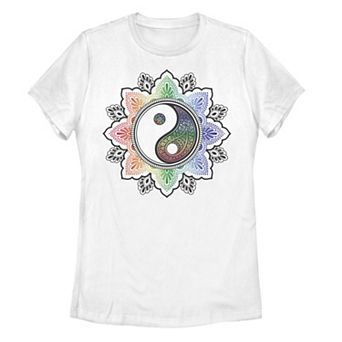 Juniors' Henna Yin Yang Chakra Geometric Tee