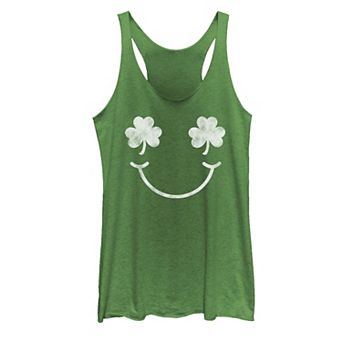 Juniors' St. Patrick's Day Clover Smile Tank Top