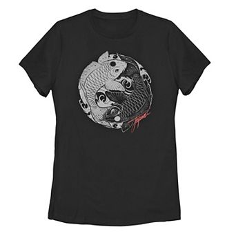 Juniors' Yin And Yang Koi Split Design Tee