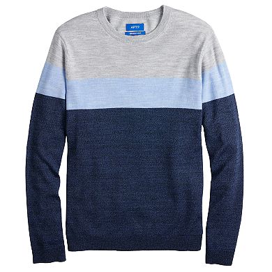 Men's Apt. 9® Regular-Fit Colorblock Merino Wool-Blend Crewneck Sweater