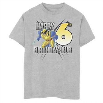 Boys 8-20 Marvel X-Men Wolverine Happy 6th Birthday Bub Graphic Tee