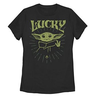 Juniors' Star Wars: The Mandalorian St. Patrick's Day Grogu Lucky Tee