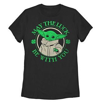 Juniors' Star Wars St. Patrick's Day Grogu May The Luck Be With You Tee