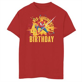Boys 8-20 Marvel Web Slinging 4th Birthday Graphic Tee