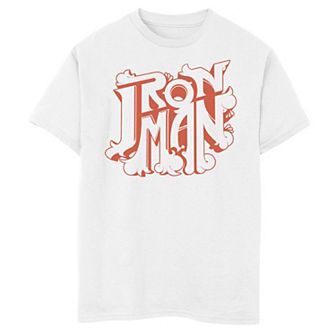 Boys 8-20 Marvel Iron Man Retro Bubble Text Logo Graphic Tee