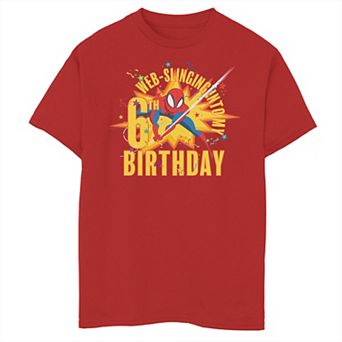 Boys 8-20 Marvel Web Slinging 6th Birthday Graphic Tee