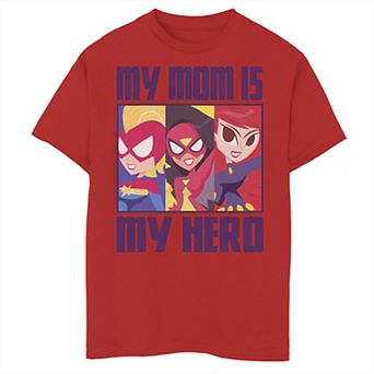Boys 8-20 Marvel Mother's Day My Mom Is My Hero Panels Graphic Tee