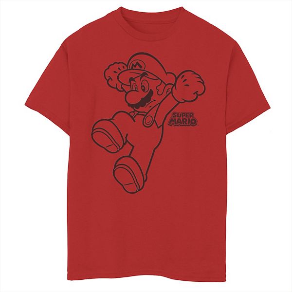 Boys 8 20 Nintendo Super Mario Black White Outlined Portrait Graphic Tee - mario roblox shirt template