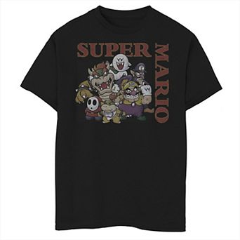 Boys 8-20 Nintendo Super Mario Vintage Bad Guys Group Shot Graphic Tee