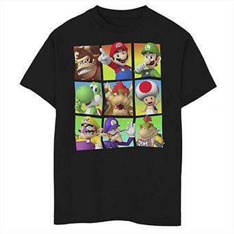 Boys 8-20 Super Mario Group Shot Portrait Panels Graphic Tee