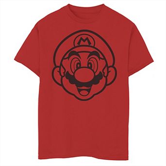 Boys 8-20 Super Mario Line Art Mario Portrait Graphic Tee