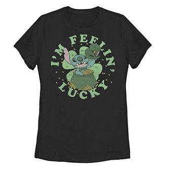 Disney's Lilo & Stitch Juniors' St. Paddy's Day "I'm Feeling Lucky" Tee