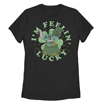 Disney's Lilo & Stitch Juniors' St. Paddy's Day "I'm Feeling Lucky" Tee