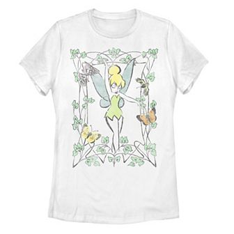 Disney's Peter Pan Juniors' Tinker Bell Butterfly Frame Water Color Tee