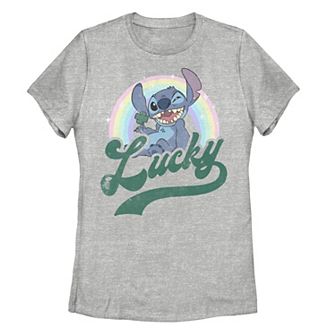 Disney's Lilo & Stitch Juniors' St. Paddy's Lucky Rainbow Portrait Tee