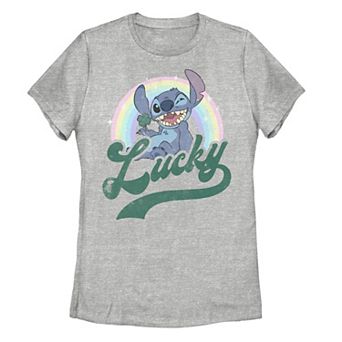 Disney's Lilo & Stitch Juniors' St. Paddy's Lucky Rainbow Portrait Tee