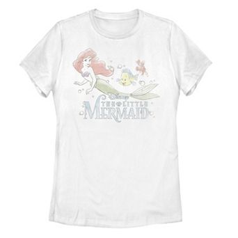 Disney's The Little Mermaid Juniors' Line Art Water Color Portrait Tee