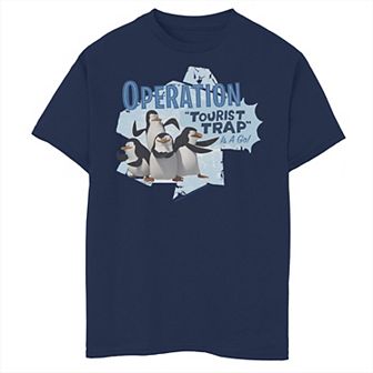 Boys 8-20 Madagascar Penguin Operation Tourist Trap Text Poster Graphic Tee