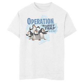 Boys 8-20 Madagascar Penguin Operation Tourist Trap Text Poster Graphic Tee