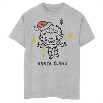 Boys 6-20 Universal Monsters Christmas Wolf Man Santa Claws Graphic Tee