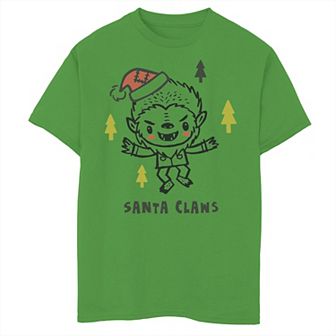 Boys 8-20 Universal Monsters Christmas Wolf Man Santa Claws Graphic Tee