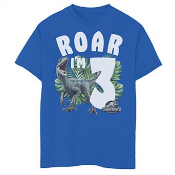 Boys 8-20 Jurassic World Birthday Raptor Roar I'm 3 Graphic Tee