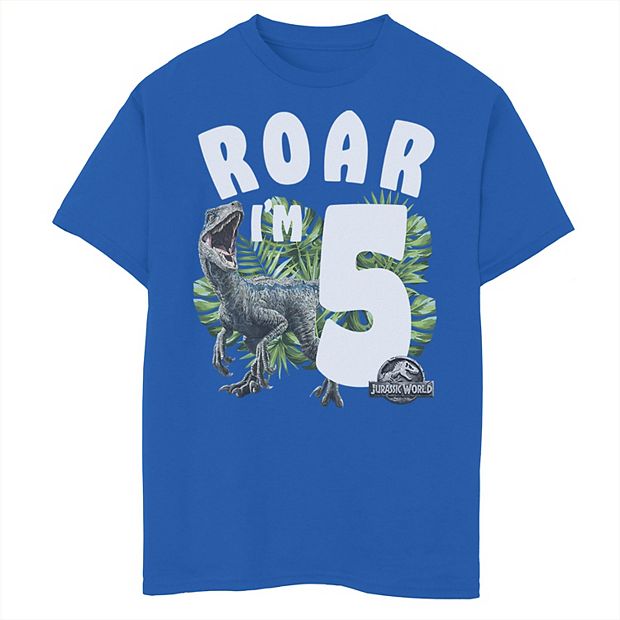 Boys 8-20 Jurassic World Birthday Raptor Roar I'm 5 Graphic Tee