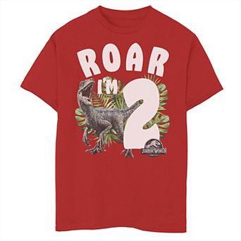 Boys 6-20 Jurassic World Birthday Raptor Roar I'm 2 Graphic Tee