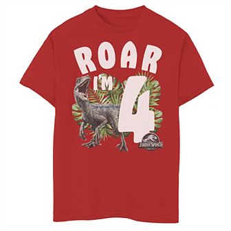 Boys 8-20 Jurassic World Birthday Raptor Roar I'm 4 Graphic Tee